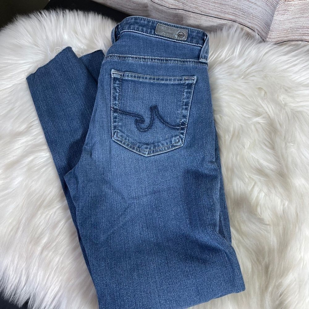 AG The Prima Mid Rise Cigarette Skinny Raw Hem Jeans Sz 26R